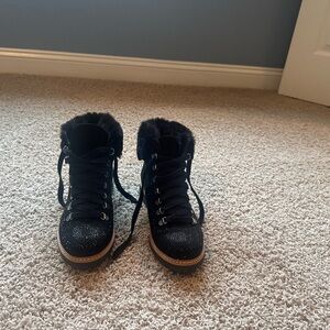 Black Fur-Lined sparkle boots - INC